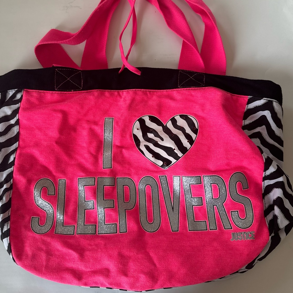Justice Girls “I Love Sleepovers” LED Lights Sleepover Bag